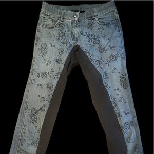 Horze Floral Denim Full Seat Breeches 24 Stretchy